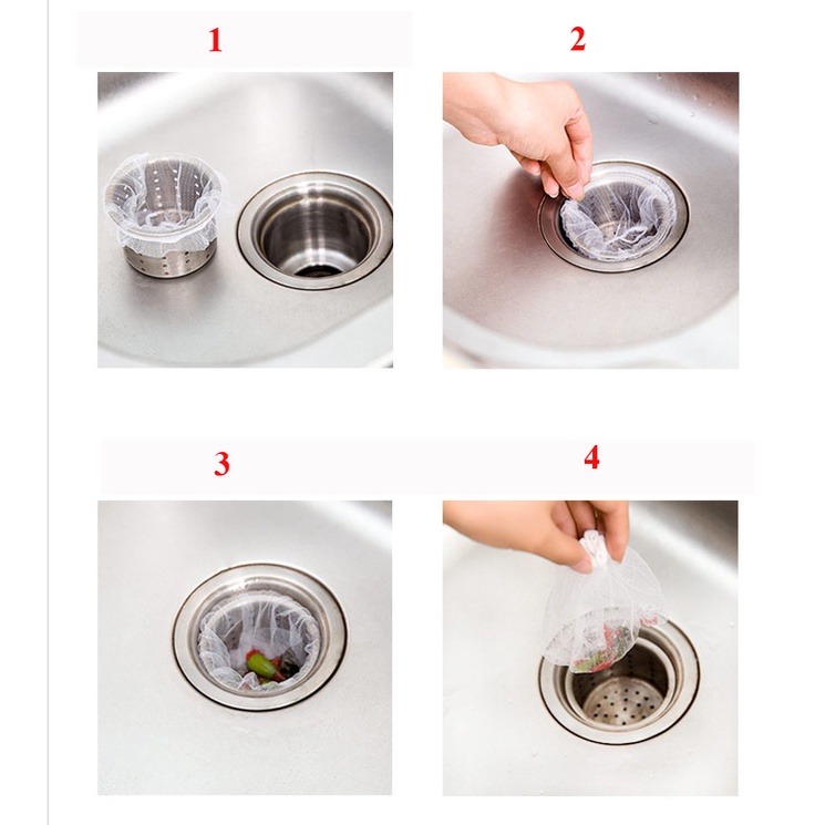 Bộ 100 túi lọc rác tiện dụng cho chậu rửa- các bà nội trợ cần mua
