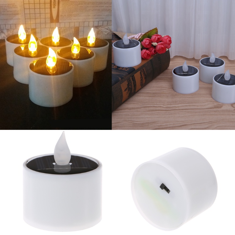 Đèn Led Năng Lượng Mặt Trời Hình Nến Màu Vàng Trang Trí Tiệc Cưới Lãng Mạn