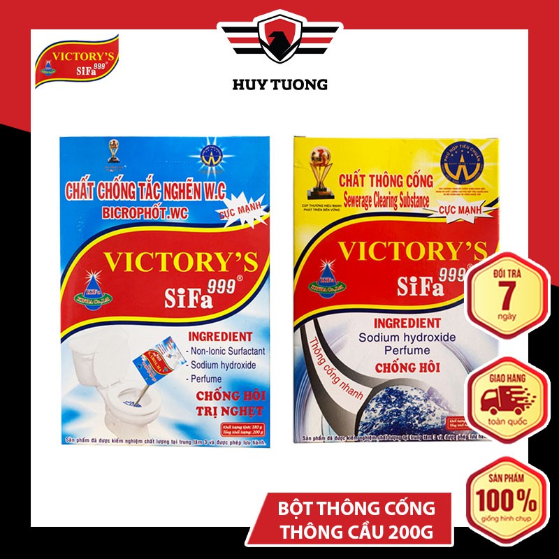 Bột thông tắc cống, bột thông tắc bồn cầu Victory's Sifa999 siêu mạnh 200g - Huy Tưởng