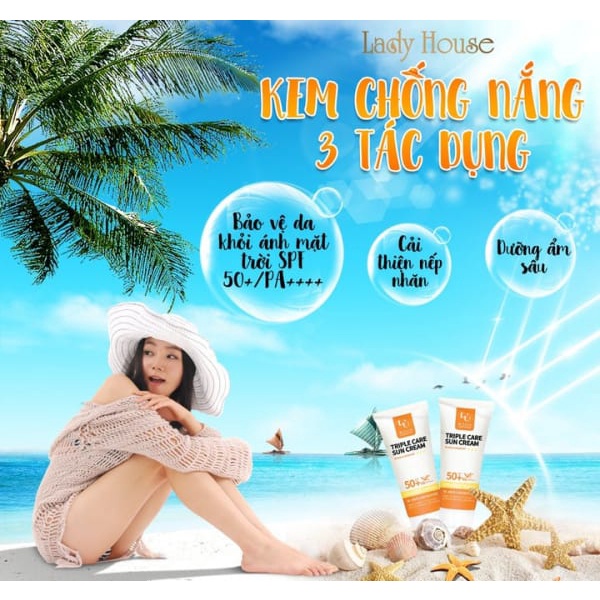 ✔️ CHÍNH HÃNG WSKIN - KEM CHỐNG NẮNG TRIPLE CARE SUN CREAM SPF50+/PA++++ 60G