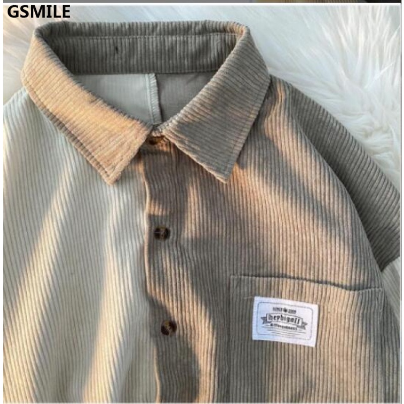 Áo Sơ Mi Dài Tay Phối Màu Gsmile Dáng Unisex Form Rộng Heybigall  Unisex