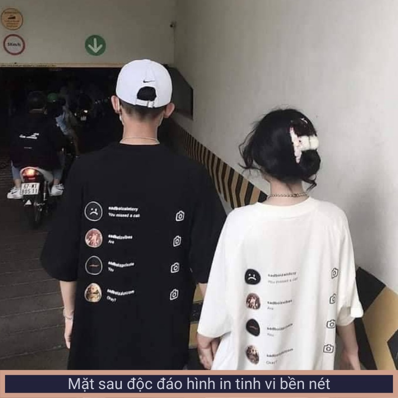 Áo phông form rộng tay lỡ nam nữ Sadboiz áo thun unisex form rộng tay lỡ nữ nam cổ tròn basic trắng đen cặp đôi in hình | WebRaoVat - webraovat.net.vn