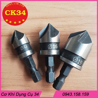 MŨI KHOAN GỖ ÂM VÍT. MŨI ÂM ĐẦU VÍT GỖ CHUÔI LỤC GIÁC 3PC