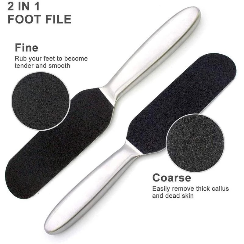 [Hàng mới về] Set 11 dụng cụ chà gót có tay cầm kim loại kèm giấy nhám thô/ mịn chăm sóc bàn chân cho nam nữ