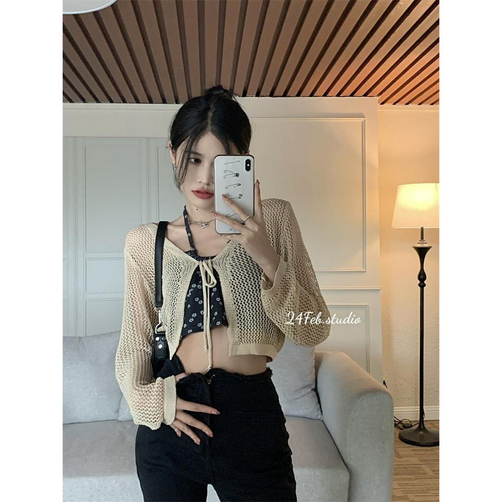 Áo lưới croptop đi biển phong cách ulzzang Hàn Quốc