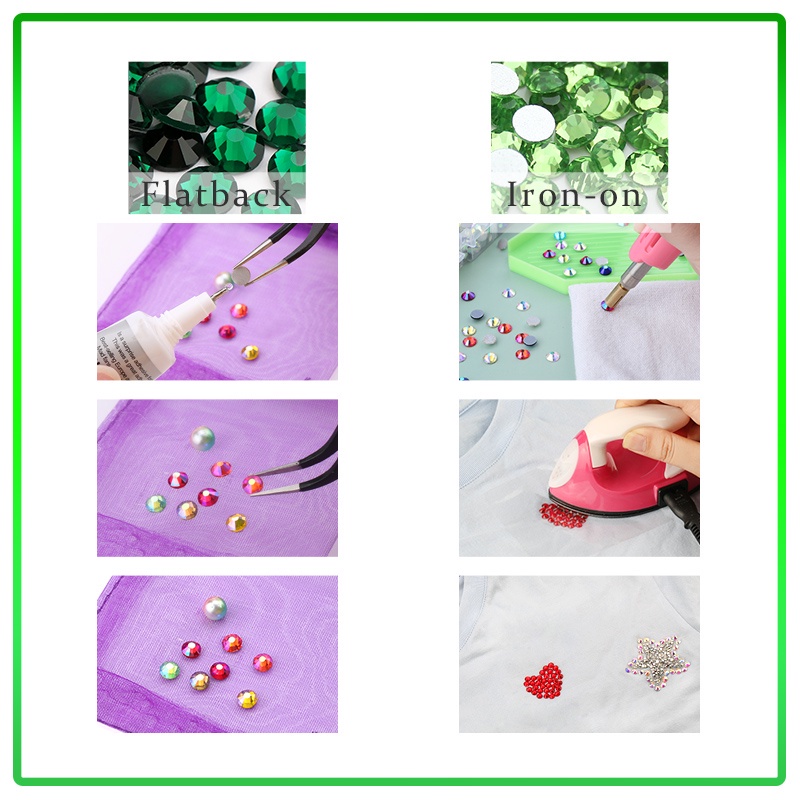 Qiao Phụ Kiện Đá Pha Lê Xanh Lá Đính Trang Trí Móng Tay Không Cần Strass