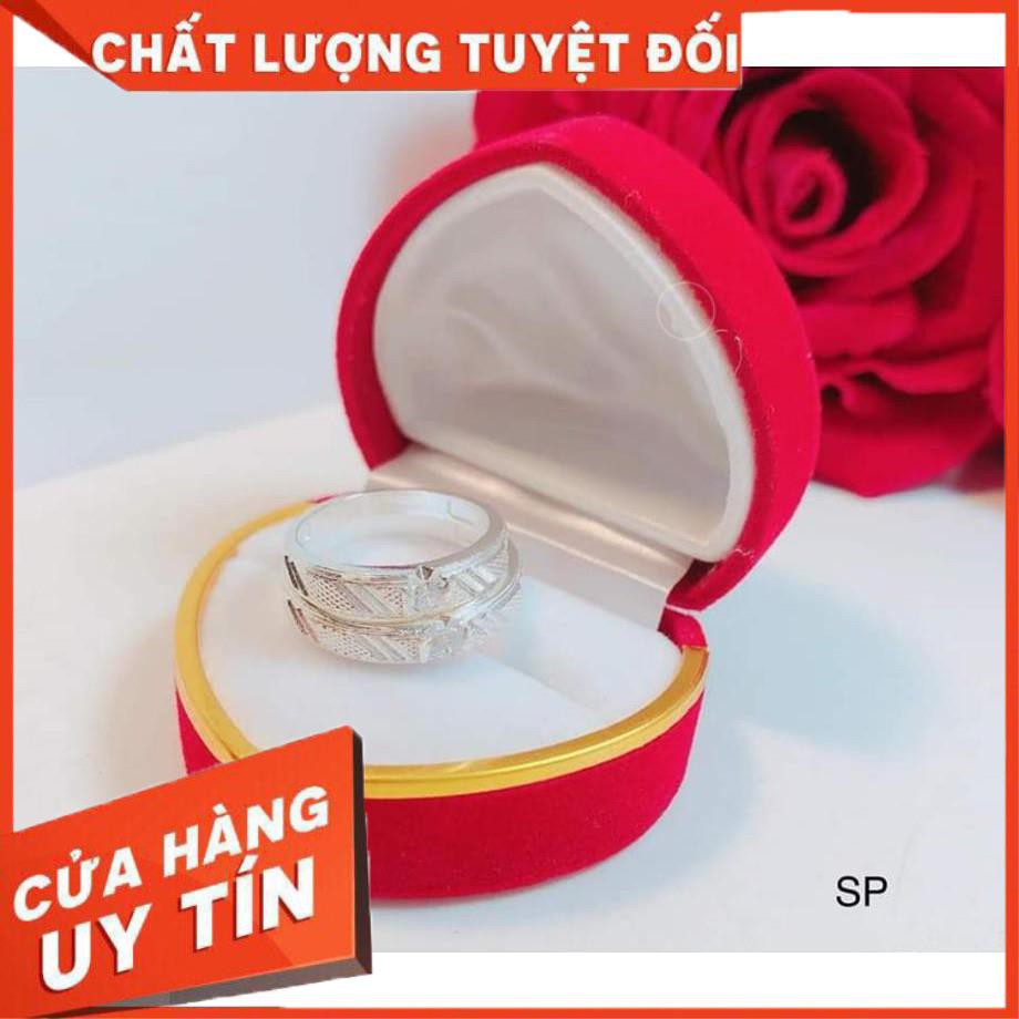 Nhẫn đôi- chất liệu bạc- giá rẻ- khắc tên theo yêu cầu (mẫu 16)