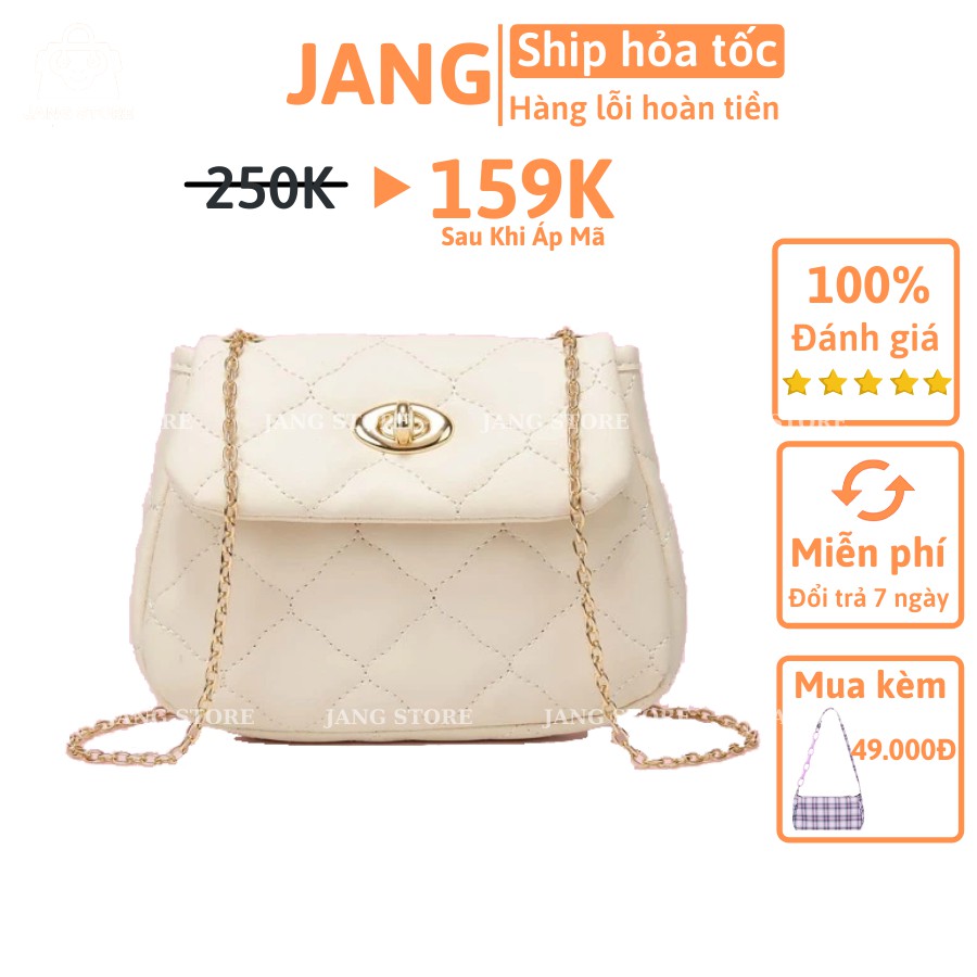 Túi xách nữ đeo chéo mini thêu trám da PU siêu kute JANG STORE