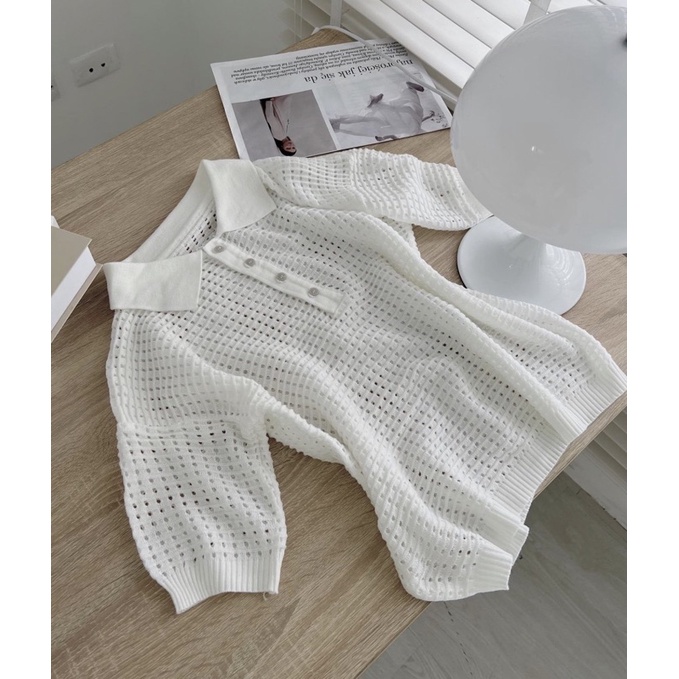 Áo Polo Lưới Chất Len Mongtoghi Xinh Vô Cùng Co Giãn 4 Chiều Mặc Là Mê