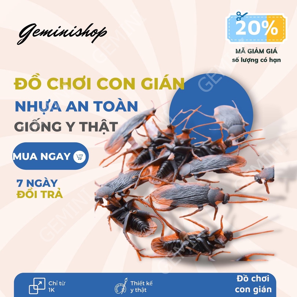 Đồ chơi con gián nhựa tinh nghịch bằng nhựa dẻo trang trí Halloween, làm đồ chơi cho chó mèo G55 GEMINI SHOP