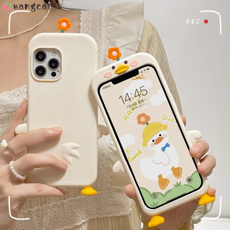 Ốp Điện Thoại Silicon Dẻo Hình Hoa / Vịt 3D Vui Nhộn Cho iPhone 13 12 11 Pro Max XS Max XR X 7 8 Plus SE 2020