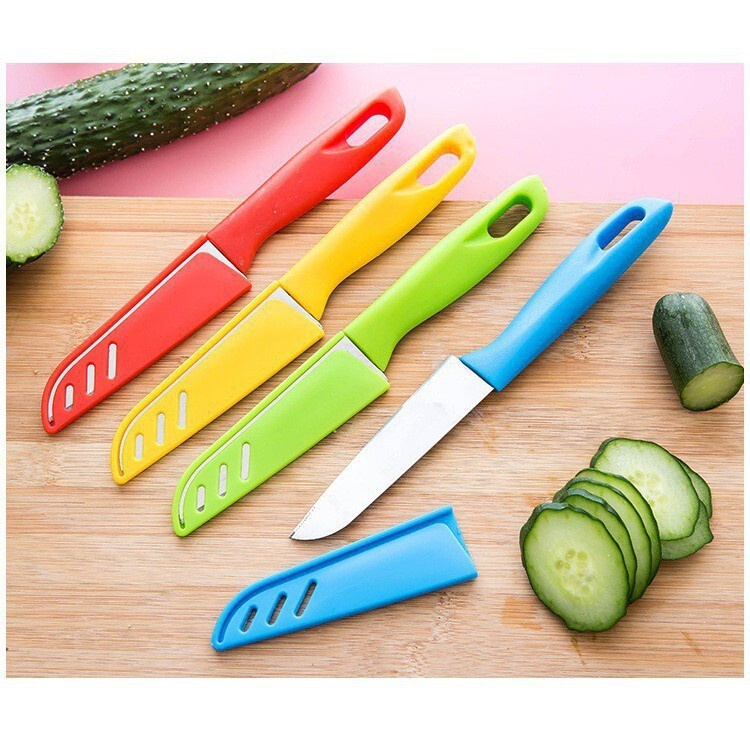 Dao cắt gọt trái cây, rau củ, hoa quả, làm bếp đa năng có nắp đậy, dao mini đi phượt du lịch, đi rừng có vỏ bọc bao đựng