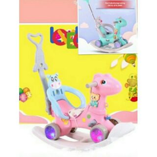 Ngựa bập bênh có cán đẩy
