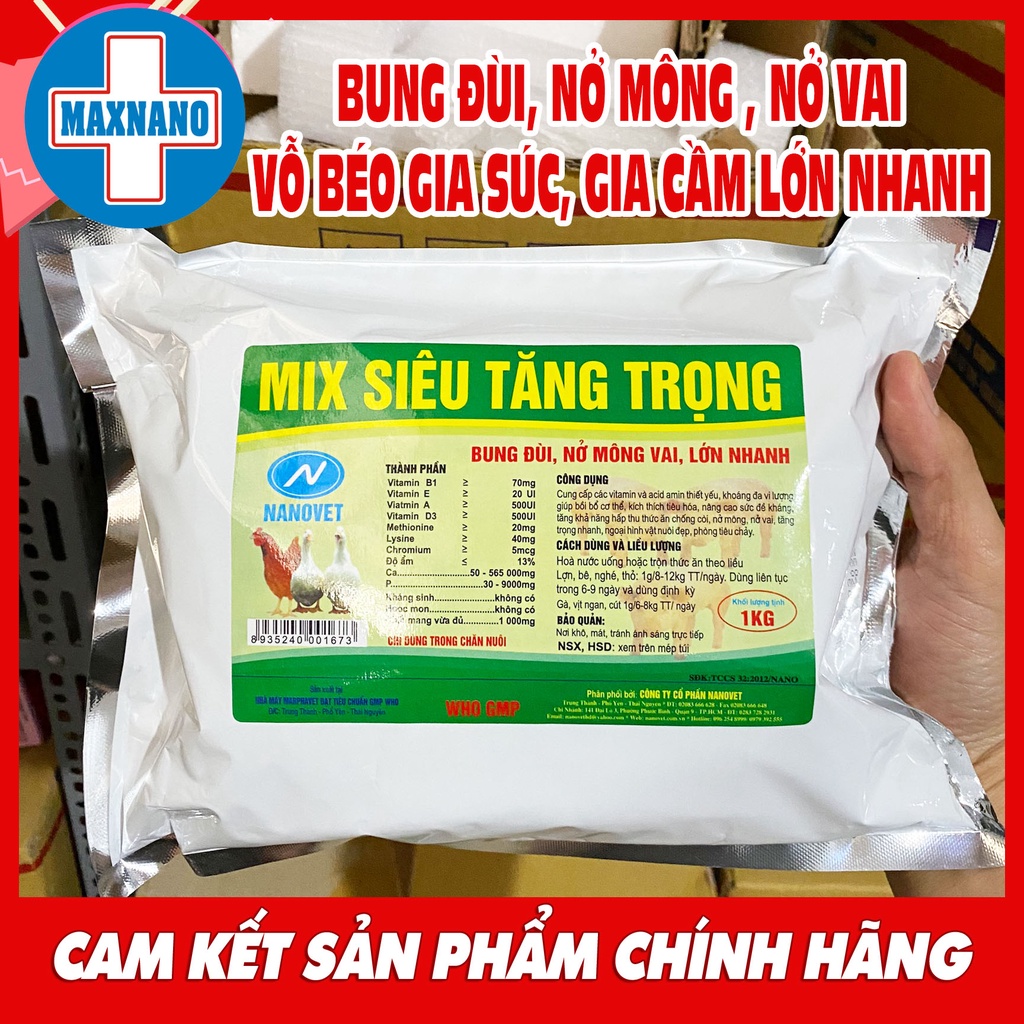 1kg MIX SIÊU TĂNG TRỌNG vỗ béo vật nuôi, nâng cao sức đề kháng