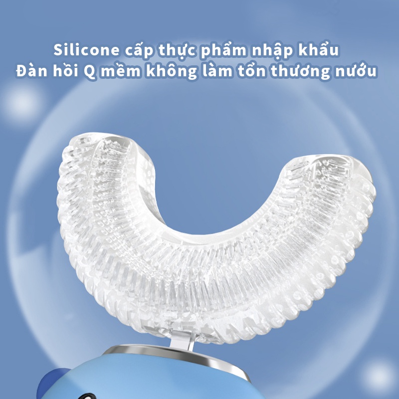 【Còn hàng】 Bàn chải đánh răng điện hình chữ U Jollybaby 3-12 tuổi Đầu bàn chải mềm silicon có thể sạc lại