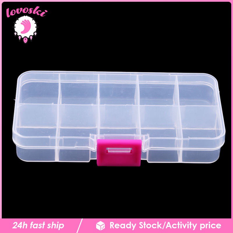 Hộp Nhựa Trong Suốt 10 Ngăn Đựng Trang Sức