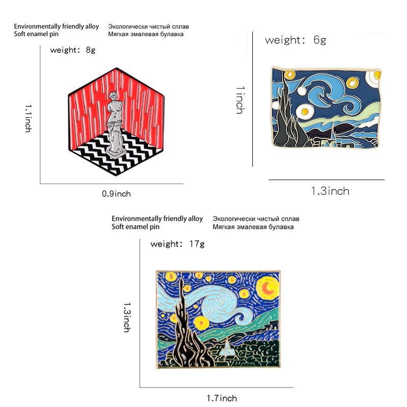 Ghim Cài Áo Hình Tranh Sơn Dầu Vincent Van Gogh Làm Quà Tặng Nghệ Thuật
