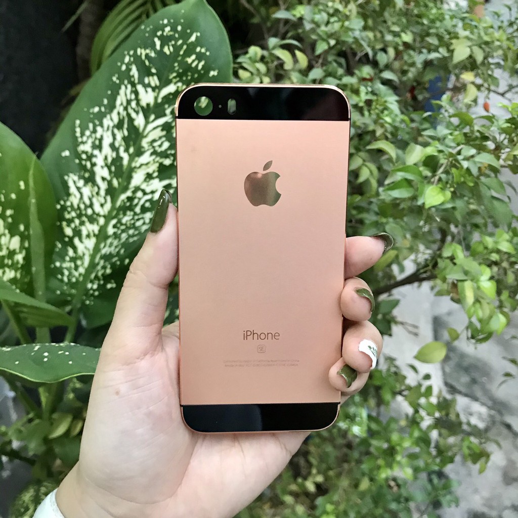 Vỏ iPhone, sườn iPhone 5S màu Gold nhạt như ảnh, khắc sẵn SE, kèm bộ sứ đen + nút đen hoặc nút vàng& sứ vàng đính hột