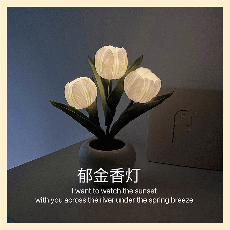 Đèn Ngủ Led Hình Hoa tulip Trang Trí Phòng Ngủ