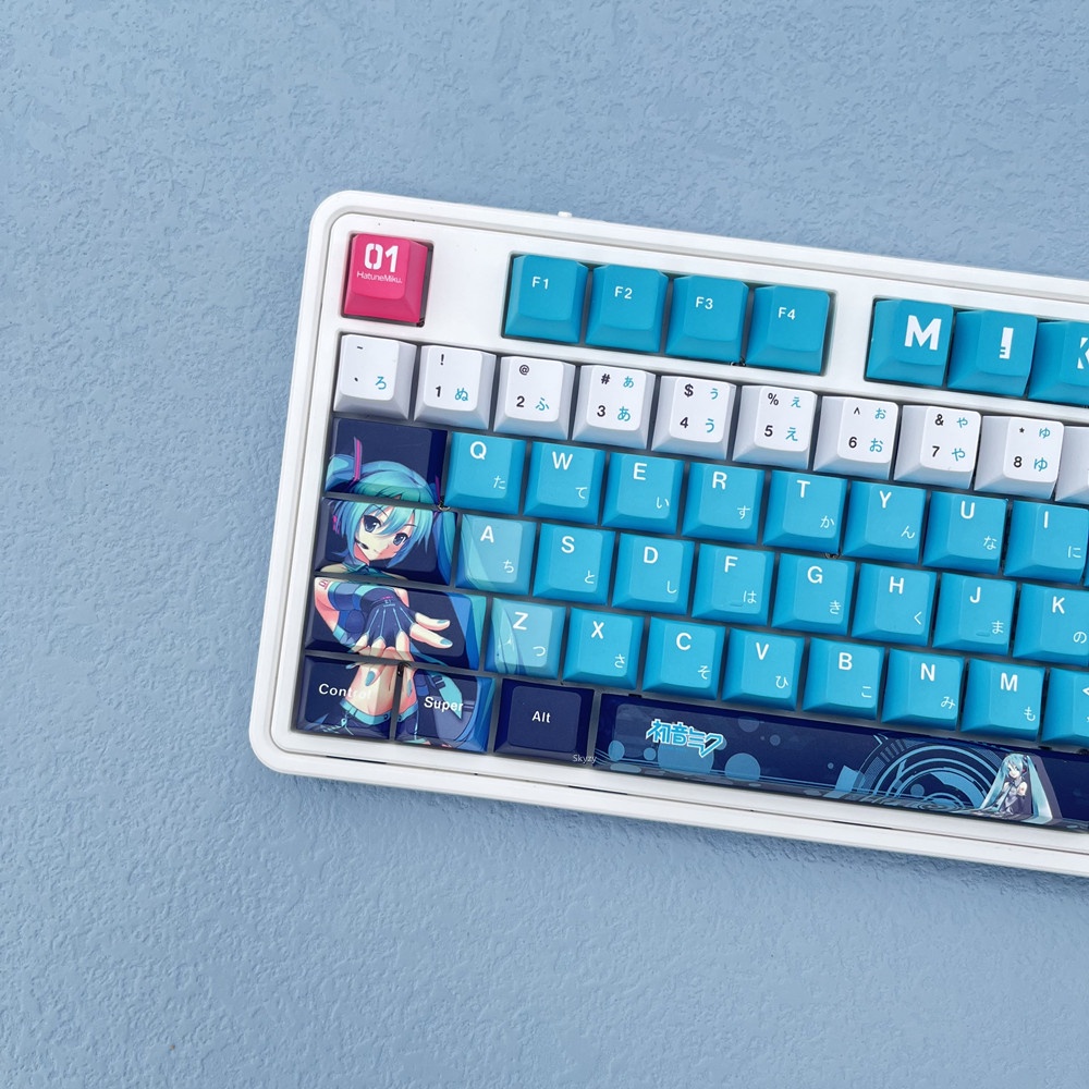 140 Phím Hatsune Miku Keycap Cherry Profile Miku Anime PBT Dye Sub Bàn phím cơ học Keycaps