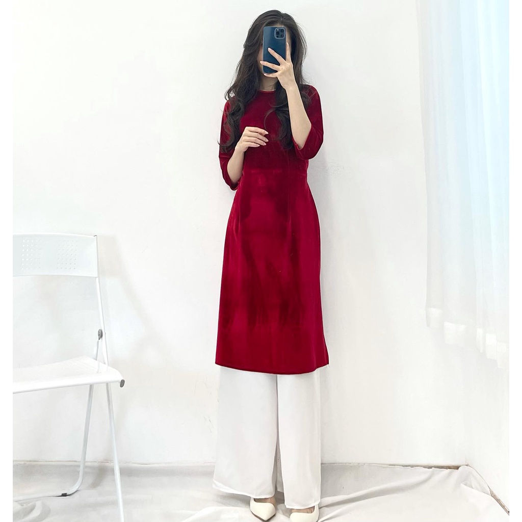 ( FREESHIP) Set áo dài nhung new 3 màu Miho house