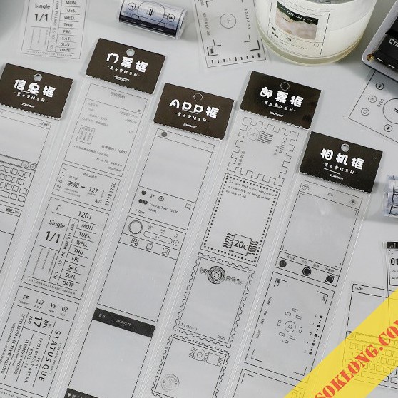 Dải sticker trong suốt khung ảnh film, viền khung ảnh trang trí sổ tay, bullet journal STI37