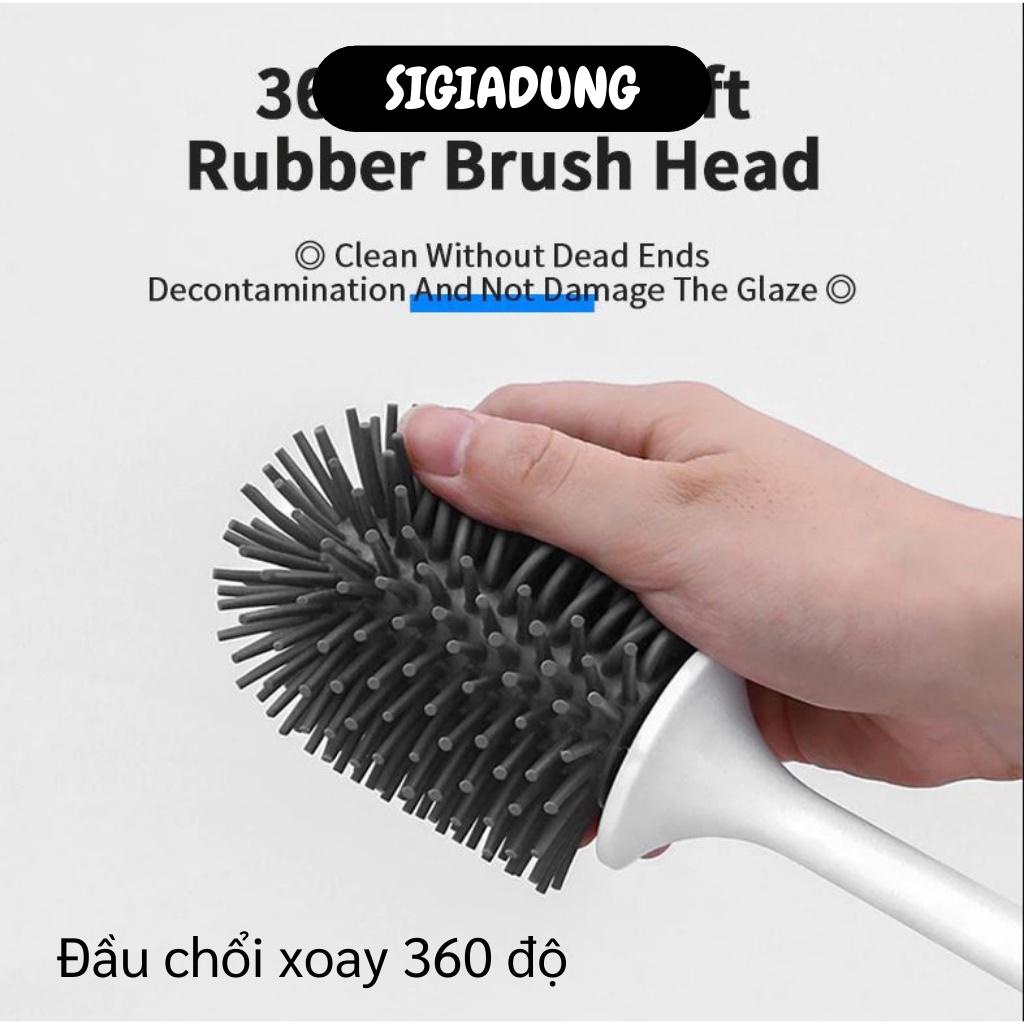 [SGD] Cọ Chà Toilet - Bộ Chổi, Cọ Bồn Cầu Silicone Diệt Khuẩn Tới 90% Kèm Khay Đựng 8205