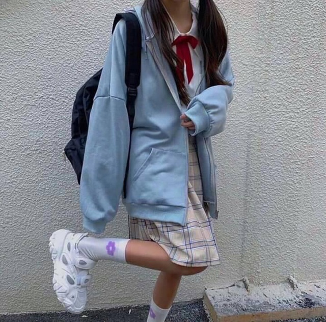 Áo Hoodie Zip Trơn Tay Dài Túi Bụng Ảnh+Clip Thật
