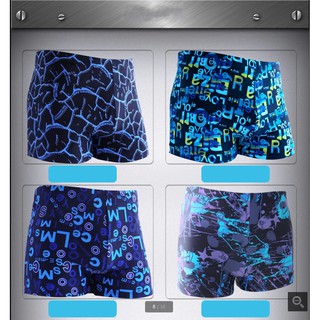 quần bơi co dãn thời trang K908-2 vòng eo 66-95 cm hoa văn xanh