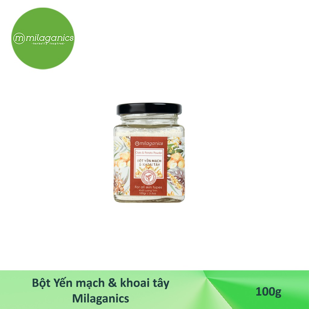 Combo 3 Bột Dưỡng Da Milaganics: Yến Mạch Khoai Tây + Yến Mạch Đậu Đỏ + Đậu Xanh (100g/ hũ)