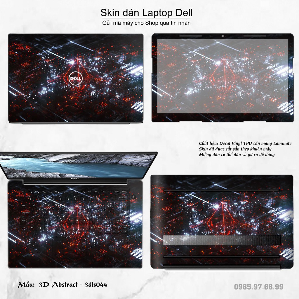 Skin dán Laptop Dell in hình 3D họa tiết (inbox mã máy cho Shop)