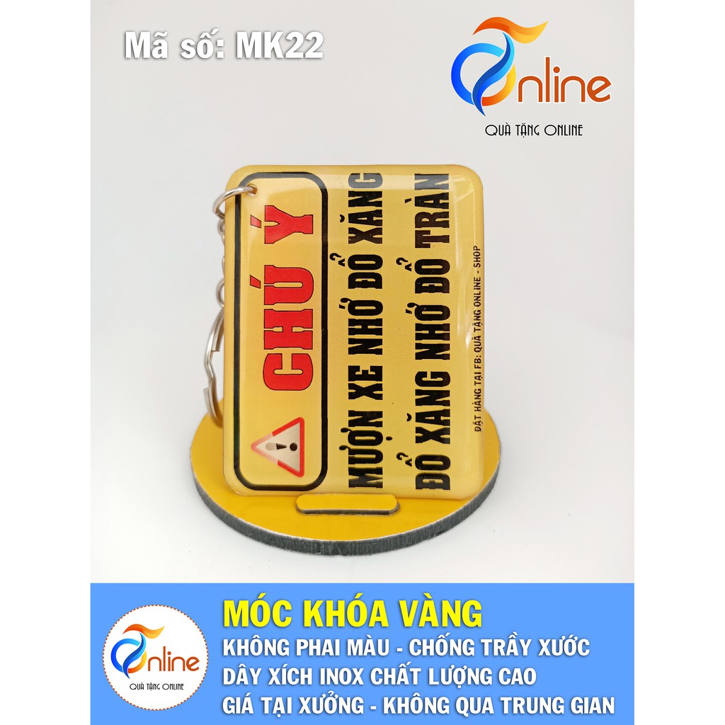 (MK22) Móc khóa vàng CHÚ Ý MƯỢN XE NHỞ ĐỔ ..X..Ă..N..G.. - Móc Khóa in hình Hot Trend siêu Cute và Dễ thương - Giá rẻ.