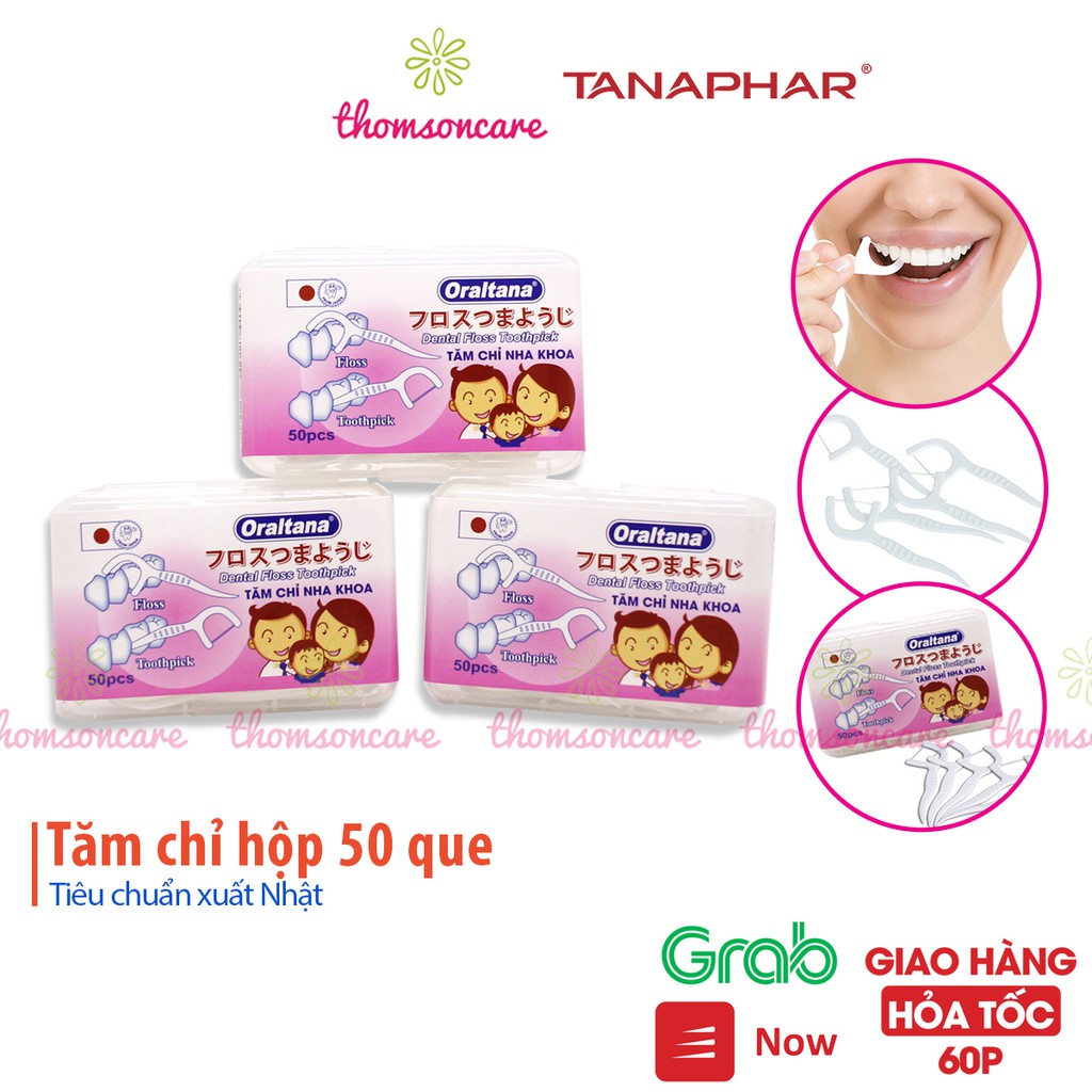 Tăm Nha Khoa Oral tana Hộp 50 Cái - vệ sinh răng miệng, tăm chỉ kẽ răng OralTana của Tanaphar