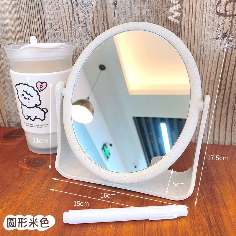 Gương để bàn lúa mạch NOVSET Gương lúa mạch trang điểm cao cấp xoay 360 độ