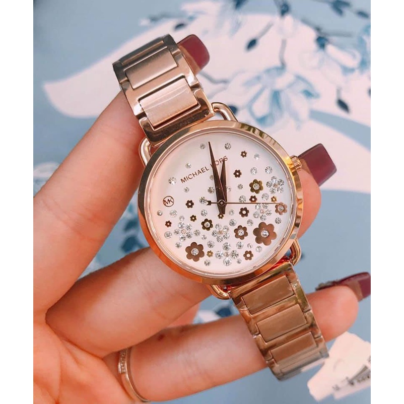 Đồng hồ Nữ Micheal Kors MK3841 mặt hoa đính đá , màu vàng hồng Full Box ⚜️Hàng Authentic⚜️