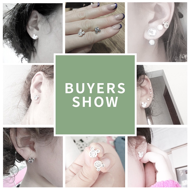 Đôi bông tai Bamoer bằng bạc S925 hình Mickey thời trang cho nữ