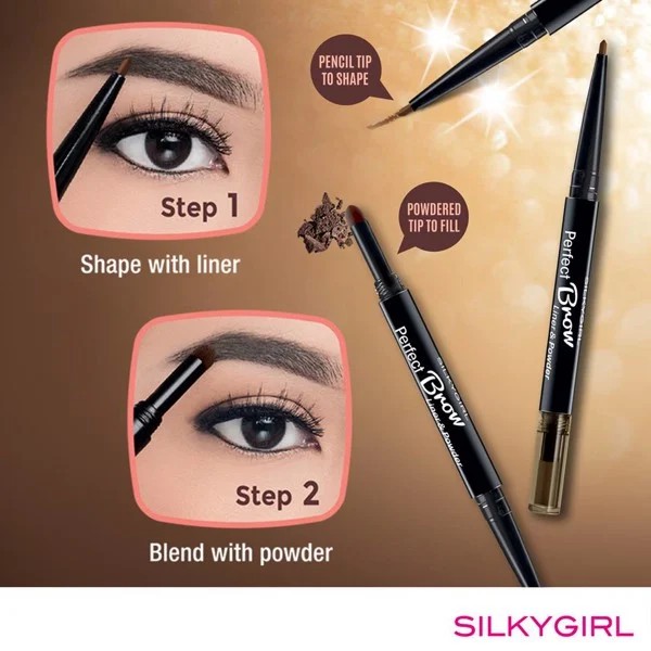 Chì Định Hình Mày 2 Đầu Silkygirl Perfect (Nâu Tối & Nâu Tự Nhiên) Brow Liner & Powder | BigBuy360 - bigbuy360.vn