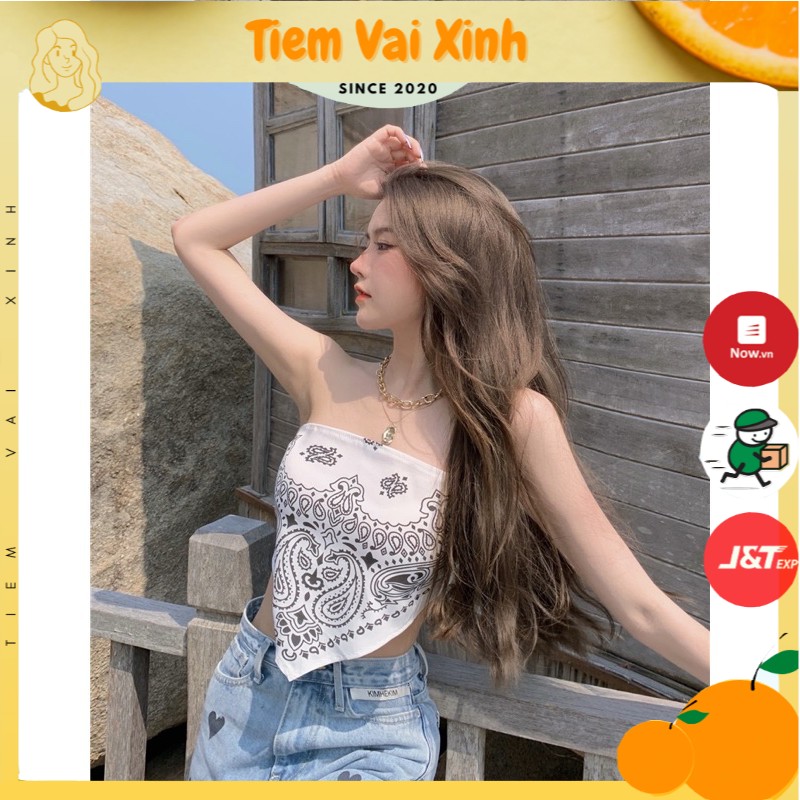 Áo Croptop 🍊[Tiệm Vải Xinh]🍊 Áo Khăn Bandana Quây Ngực - Ống Lưng Chun Dễ Mặc - Hàng Quảng Châu