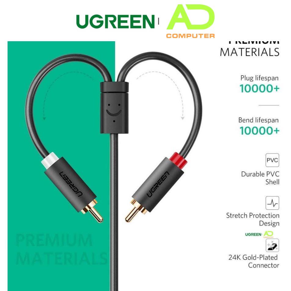 Dây chuyển đổi 3.5mm ra 2RCA (HOA SEN) dài từ 1-10m UGREEN AV102 - Hàng phân phối chính hãng - Bảo hành 18 tháng
