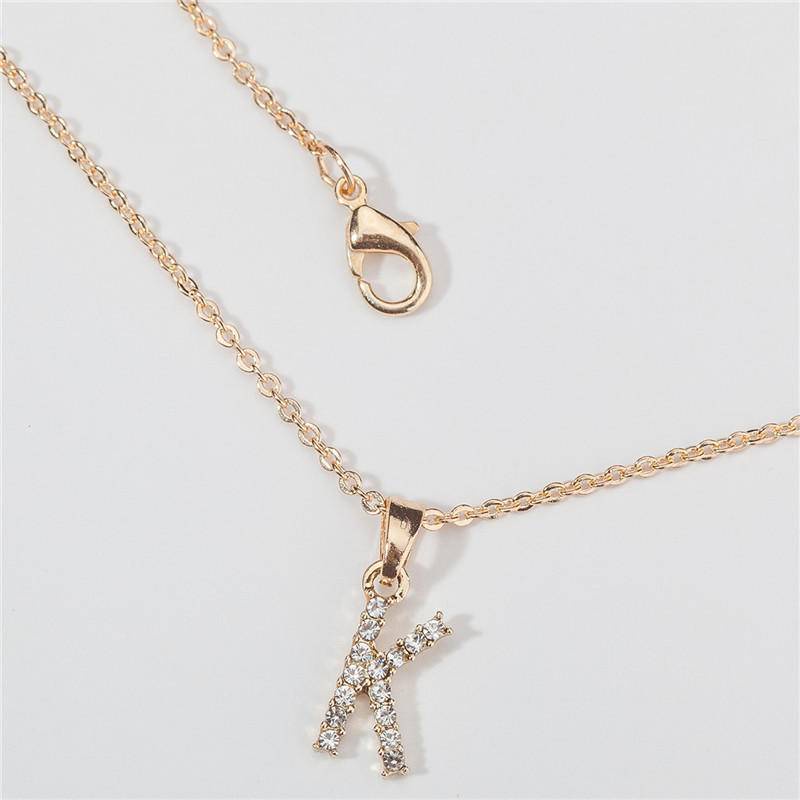 Vòng cổ Mạ Vàng Mặt Chữ Cái Đính Pha Lê