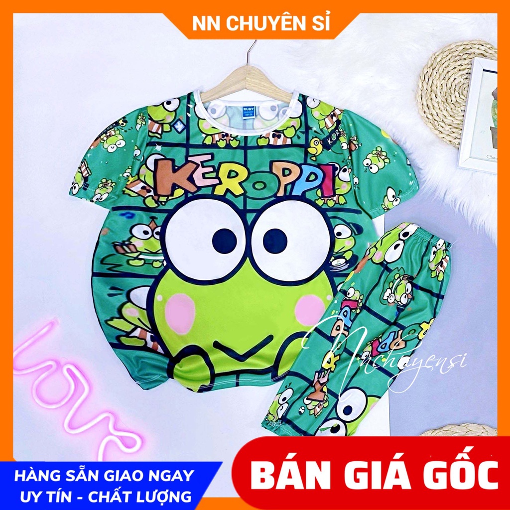 Set bộ 3D MẸ VÀ BÉ  Đồ bộ thun lửng đùi 3 lố sát nách in hình ếch hoạt hình chất thun mềm mát DBRB