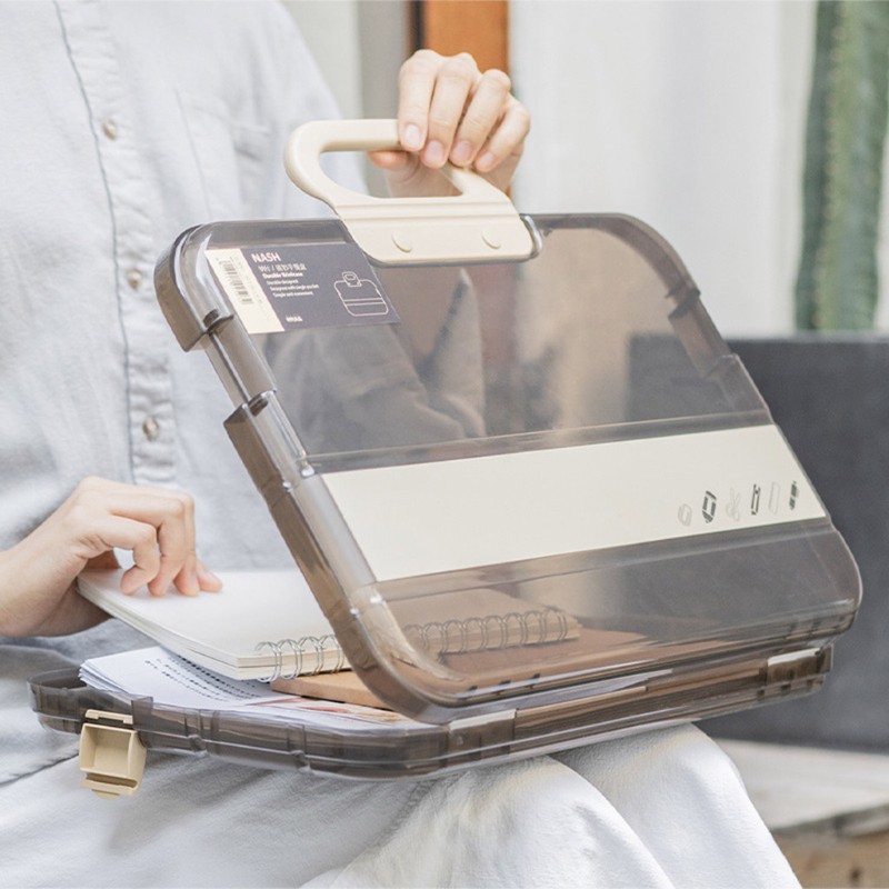 Hộp đựng tài liệu khổ A4 bằng nhựa trong suốt có khóa cài nhỏ gọn tiện lợi