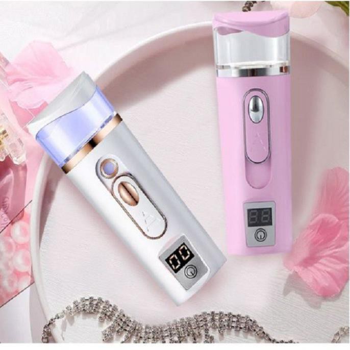 {Hot New} Máy Xịt Khoáng Xông Mặt Nano Mini Đo Độ Ẩm Da 2019