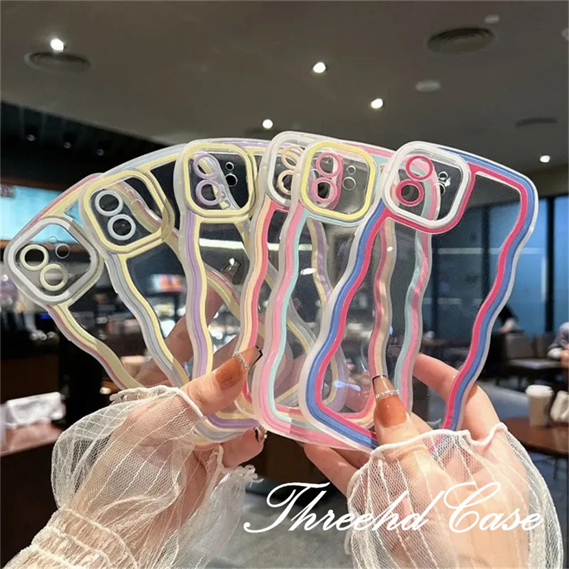 Ốp Điện Thoại Họa Tiết Gợn Sóng Màu Kẹo Ngọt Dành Cho iPhone 14 13 12 11 Pro Max SE2020 X XR Xs Max 7 8 6 6s Plus