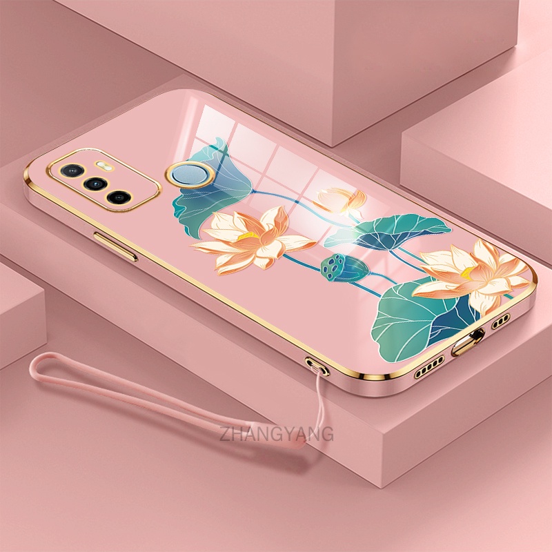 ốp lưng oppo a53 ốp điện thoại oppo a53 Ốp Điện Thoại TPU Dẻo Mạ Màu Họa Tiết Hoa Sen Sang Trọng