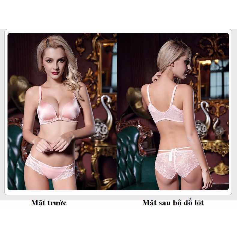 AFE-1009 Bộ quần áo lót nữ ren nâng ngực mút dày không gọng cài trước dành cho ngực nhỏ hàng nhập