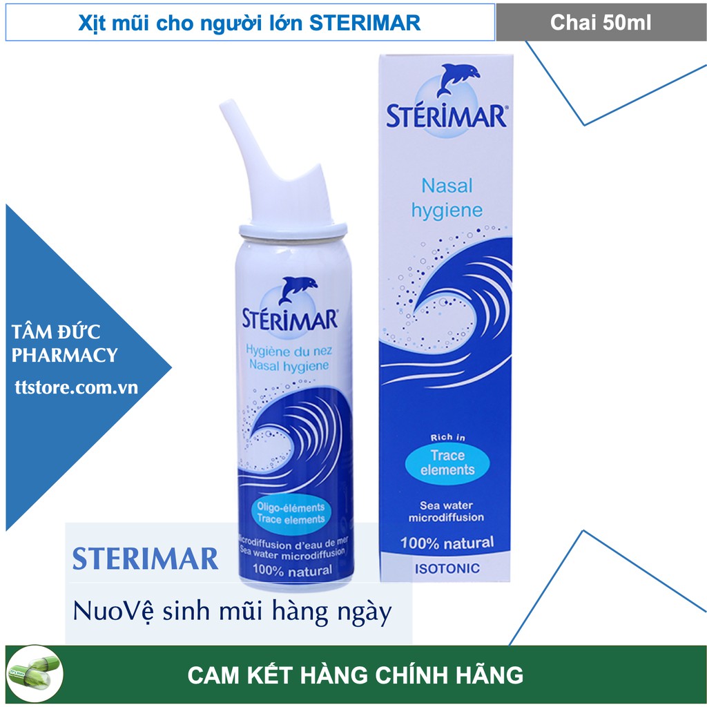 Nước biển xịt mũi STERIMAR [chai 50ml] - Dùng cho trẻ từ 3 tuổi - người lớn (sterima / xịt mũi cá heo)