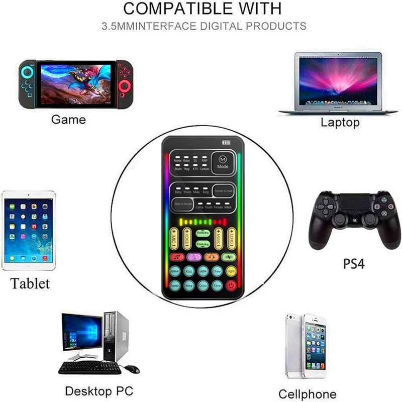 Micro Cầm Tay Thay Đổi Giọng Nói Với Hiệu Ứng Âm Thanh Đa Năng Cho Điện Thoại / Xbox / Switch (I900)