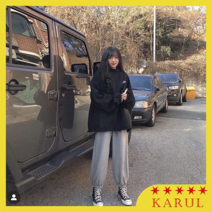Quần Jogger Nữ - Quần Dài Ống Rộng Chất NỈ da cá Cao Cấp Có Bo SIMPLE Ulzzang Dáng Hot - FreeSize Dưới 60kg(Kèm Ảnh Thật