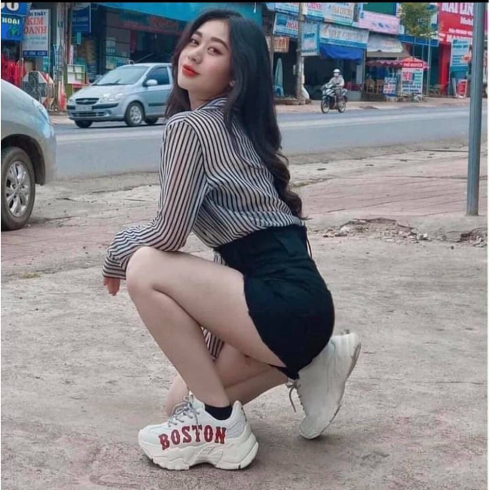 Giày Thể Thao Nam Nữ Boston - Giày thể thao trắng độn đế cao cổ tăng chiều cao, trẻ trung, năng động D19 | BigBuy360 - bigbuy360.vn